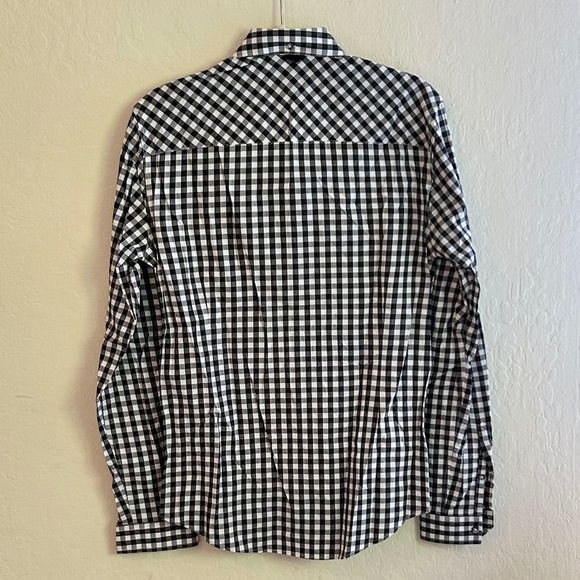 Topman Black & White Size SM Checked Long-Sleeve Button Down Shirt - Picture 4 of 4